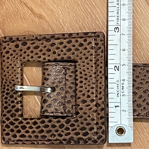 Brown Leather Lizard Pattern Embossed Belt - Picture 4 of 5